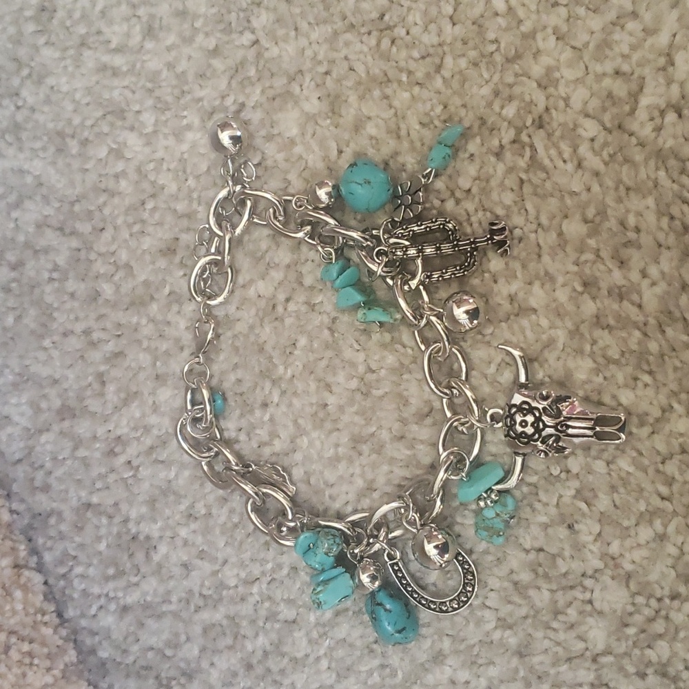 Turquoise charm western bracelet